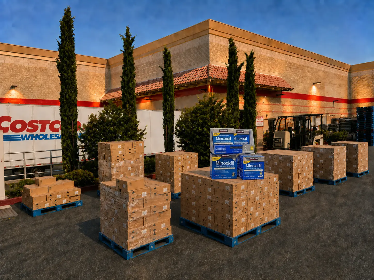 Wholesale pallets staged for distribution