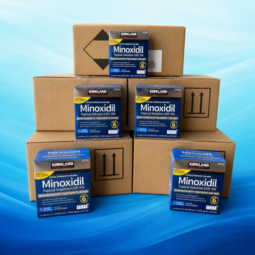 Kirkland Signature Minoxidil Solution/Liquid – Factory Cases. Exp: 2028/MAY